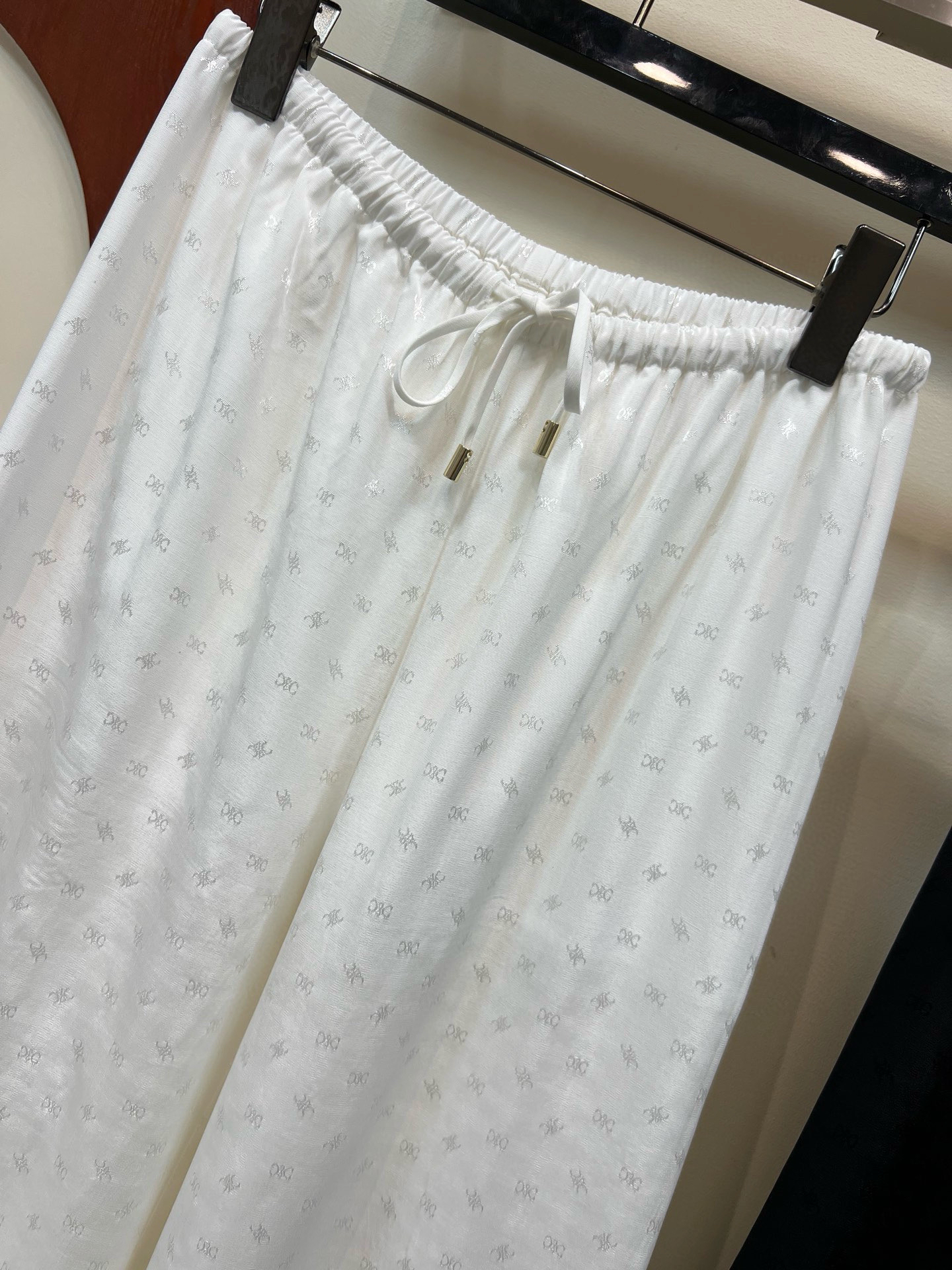 [TOP] CELINE Arc de Triomphe Embroidered Wide-Leg Pants