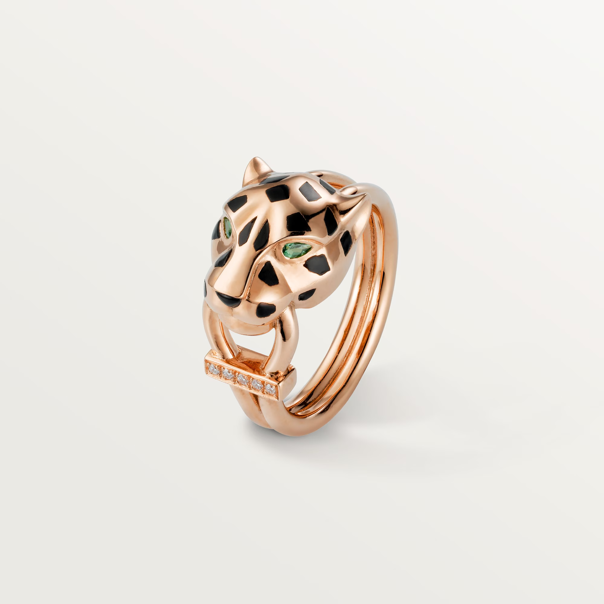 Carty Panther Motif Ring, Rose Gold, Moissanite