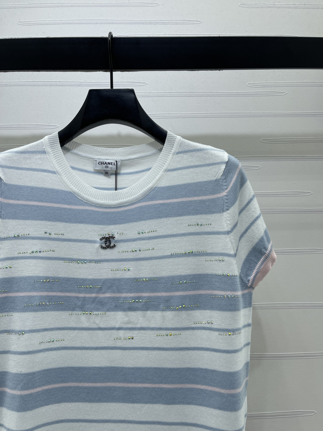 [TOP] CHANEL Knit Top - White and Blue - 711 Luxury