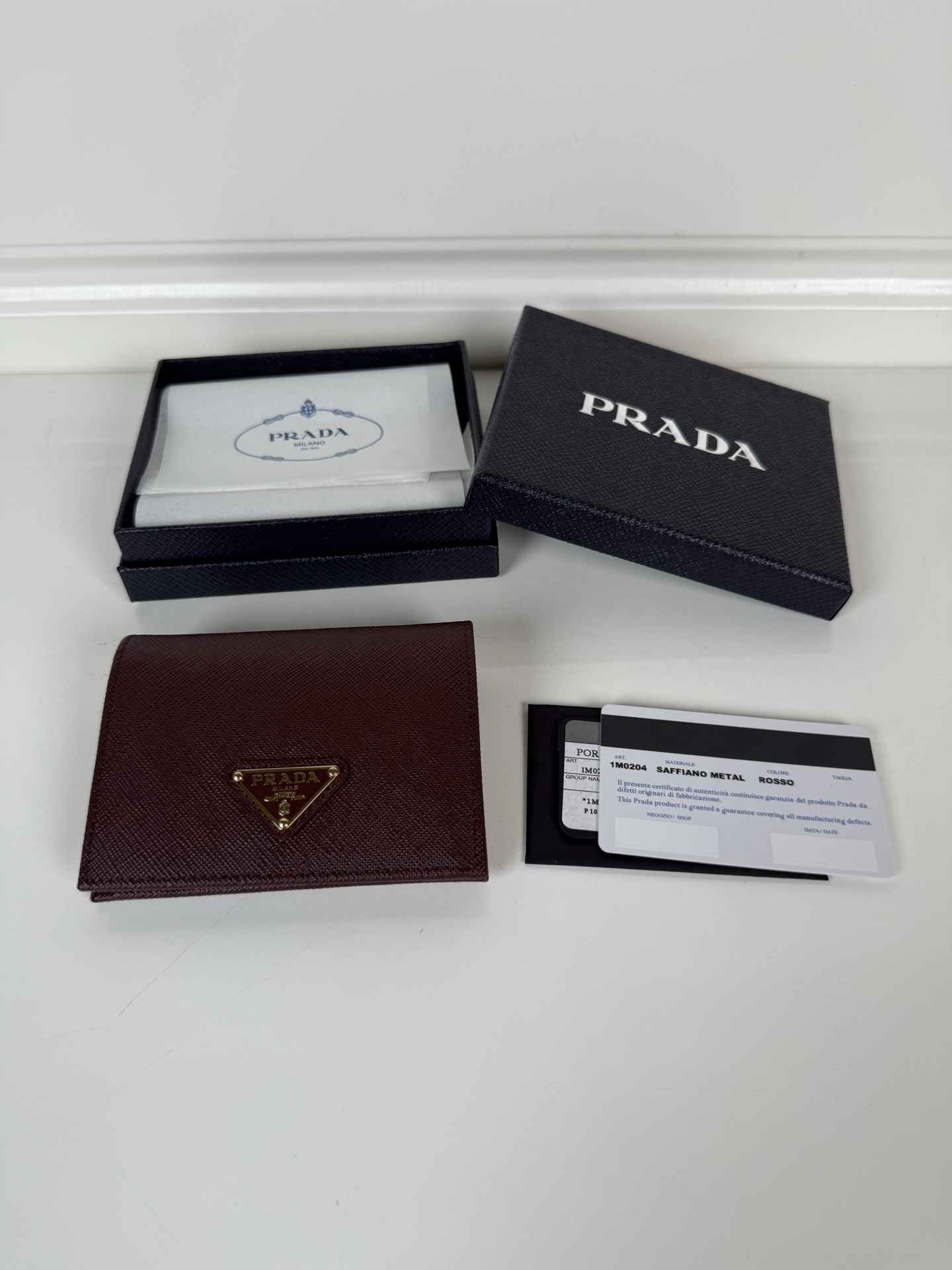 [TOP] PRADA Wallet 11.2 x 9.5cm - Dark Red - 711 Luxury