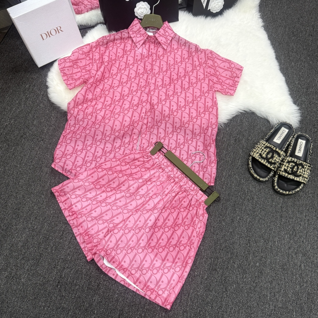 [TOP] Christian Dior  Shirt + Shorts Suit - Pink