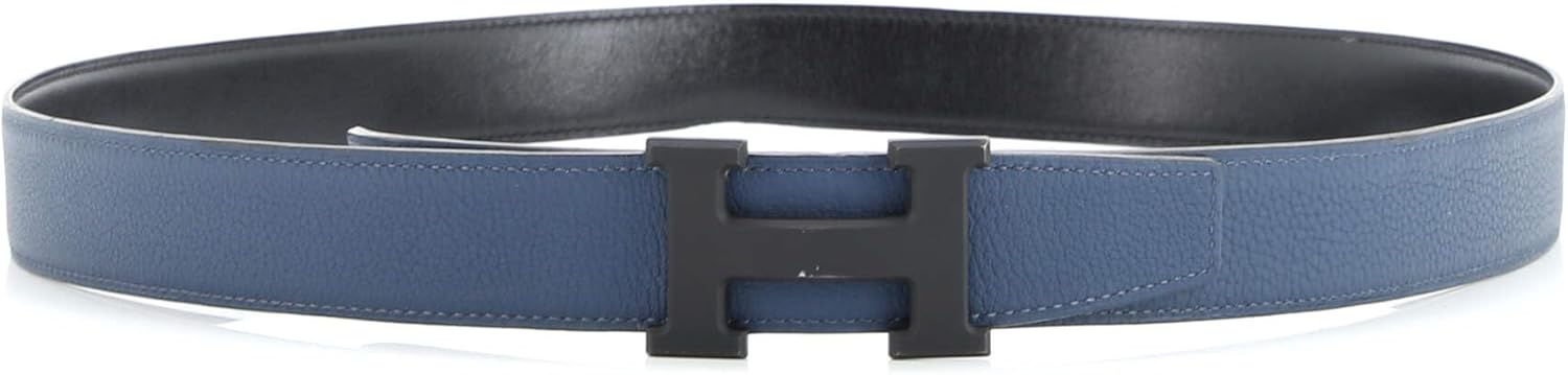 Hermes, Pre-Loved Constance Reversible Belt Leather with So Black Matte Hardware Wide, Black