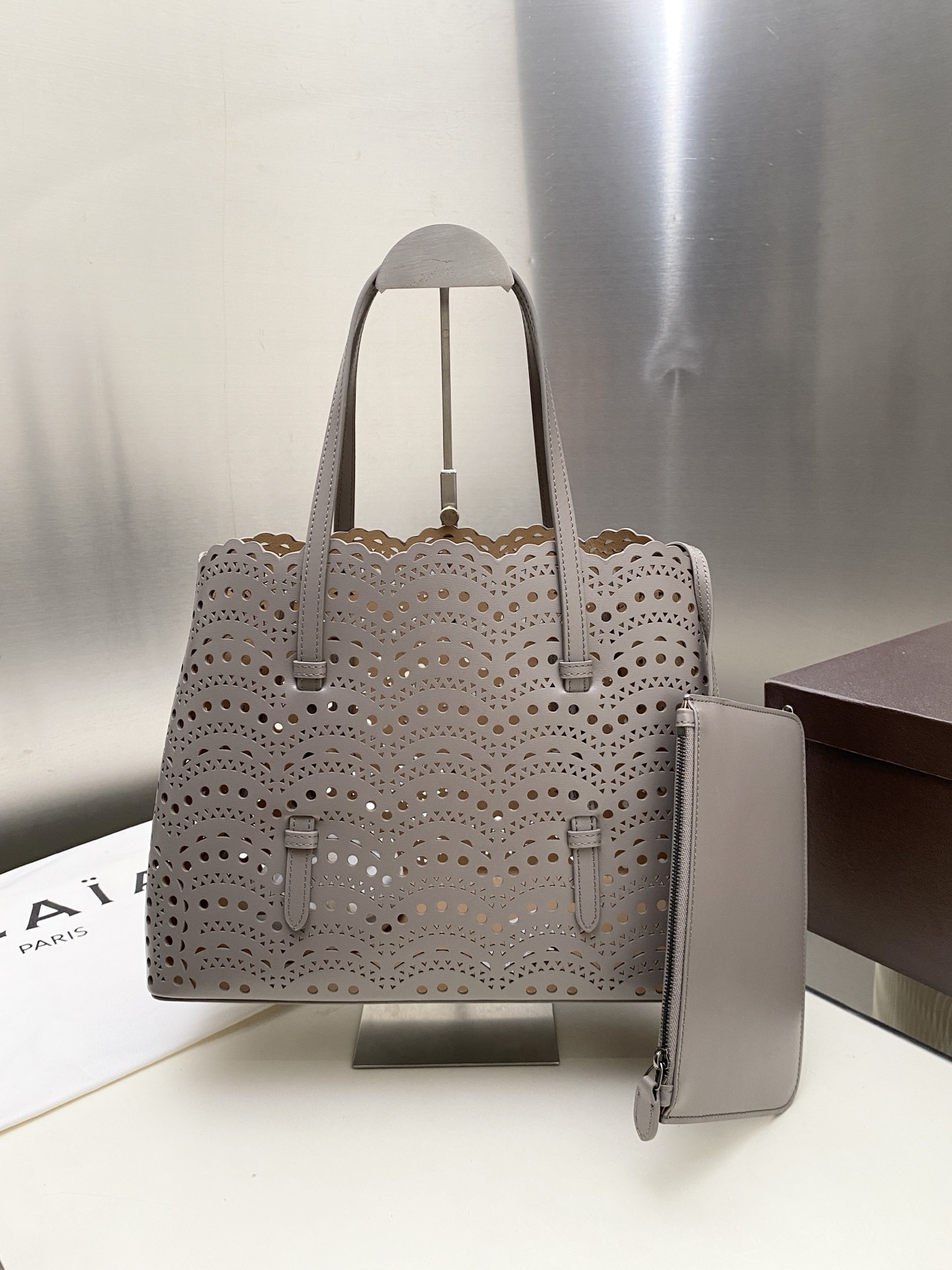 [TOP] ALAIA LE MINA 32 Bag 32*24*14 cm - Grey - 711 Luxury
