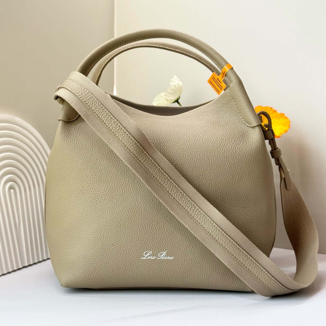 [TOP] Loro Piana Bale Bag Calfskin 28x36x22cm - Khaki - 711 Luxury