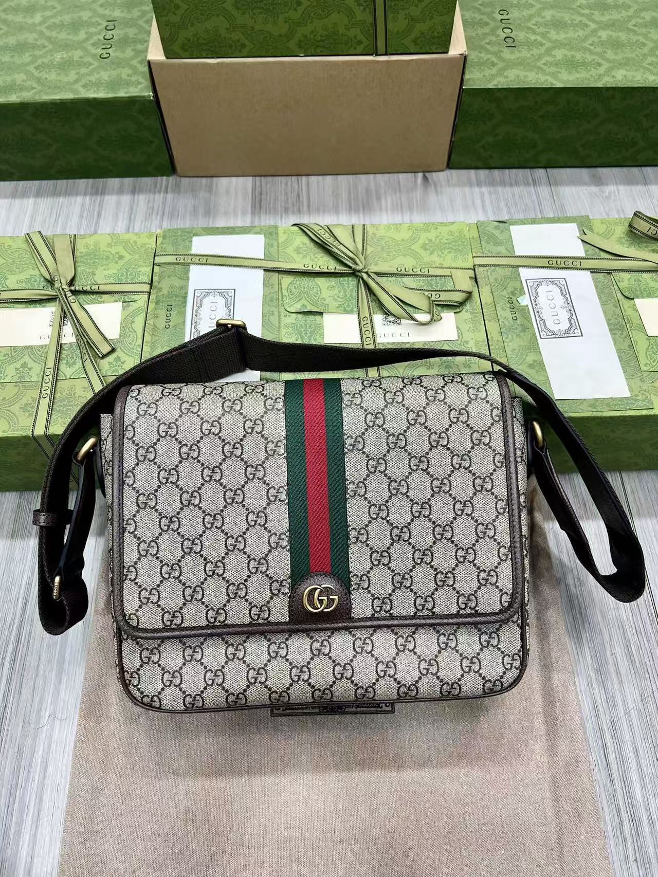 [TOP] GUCCI Ophidia Message Bag 28 x 22 x 8 cm - Brown - 711 Luxury
