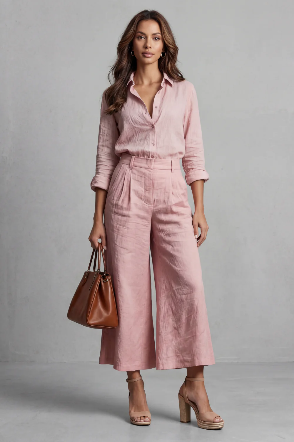 Elavine – Soft linen finish – Wide-leg co-ord set