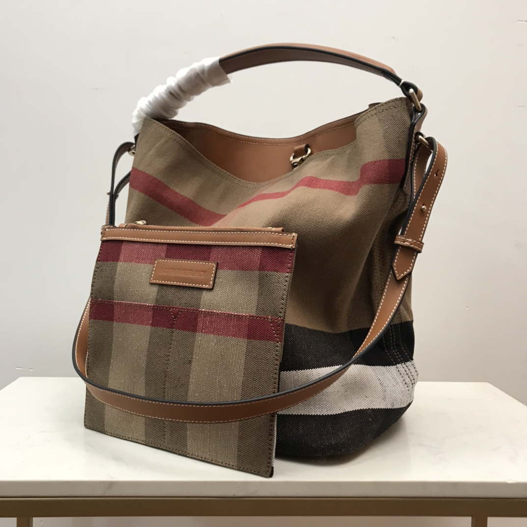 [TOP] BURBERRY The Ashby Bag Canvas 25x19x34cm - Brown - 711 Luxury