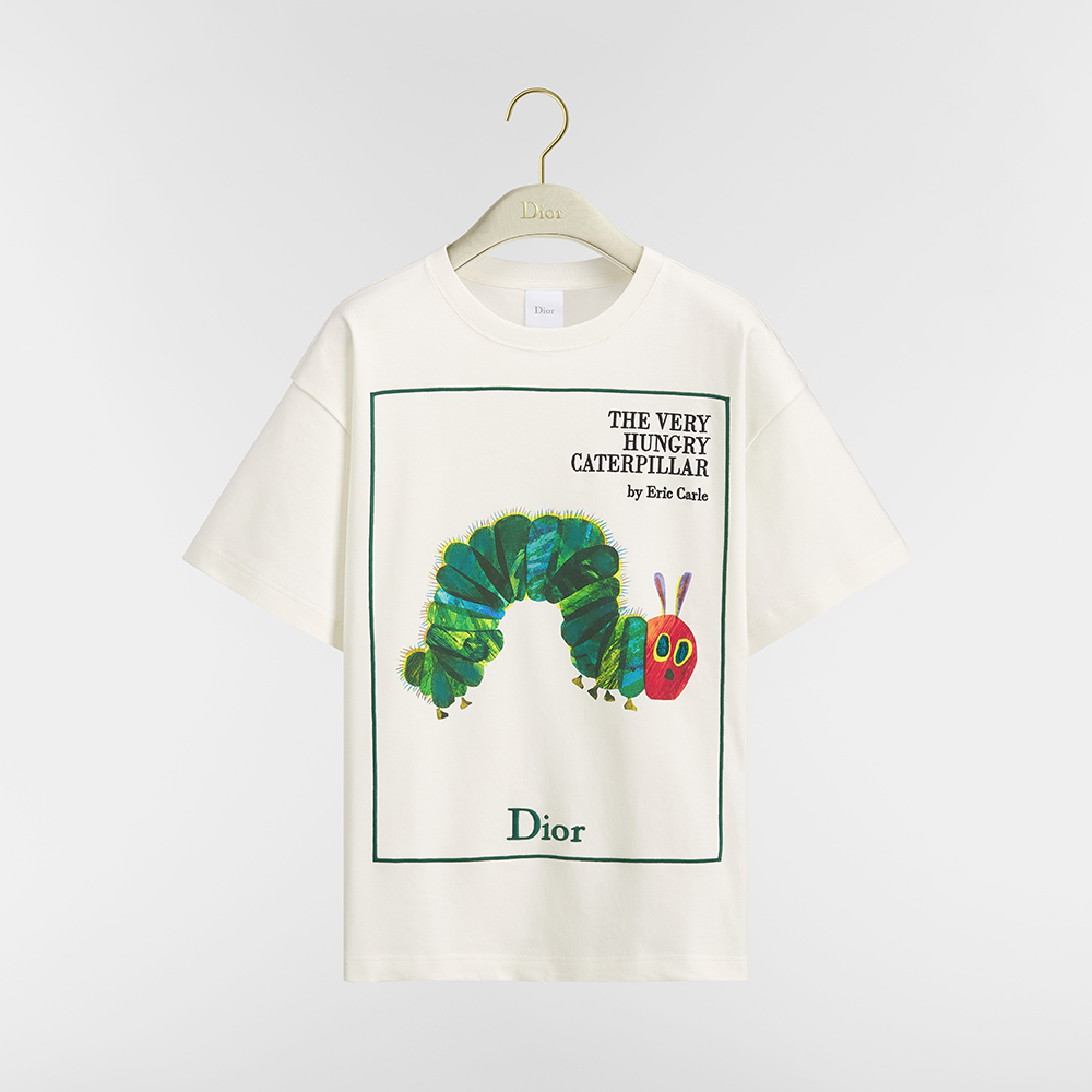 DIOR Oversized Embroidered Book Cover T-Shirt Ecru Multicolor Cotton Jersey #384789