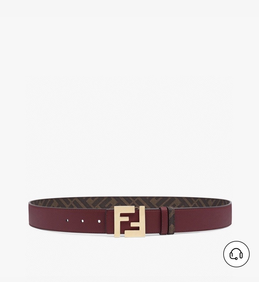 [TOP] FENDI Men's Belt Cowhide 4cm - Dark Red - 711 Luxury