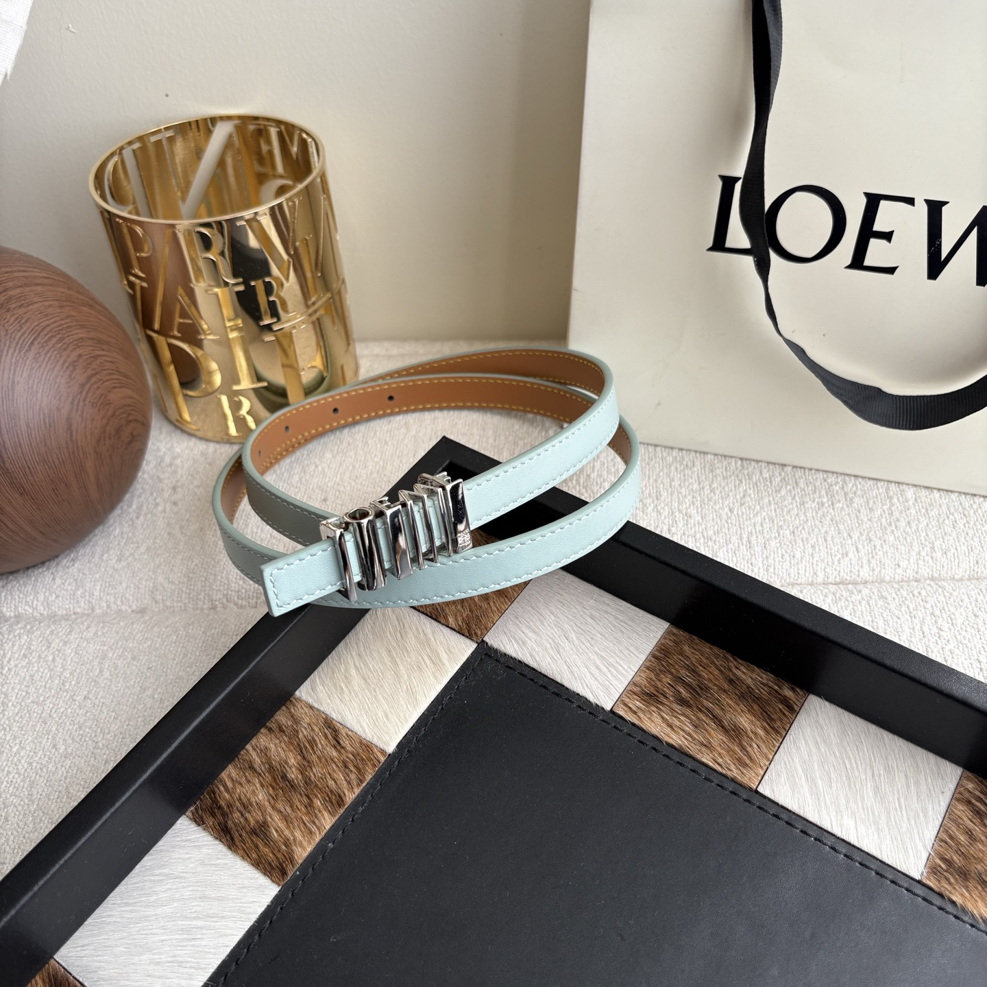 [TOP] LOEWE Leather Belt 1.5 cm - Blue - 711 Luxury