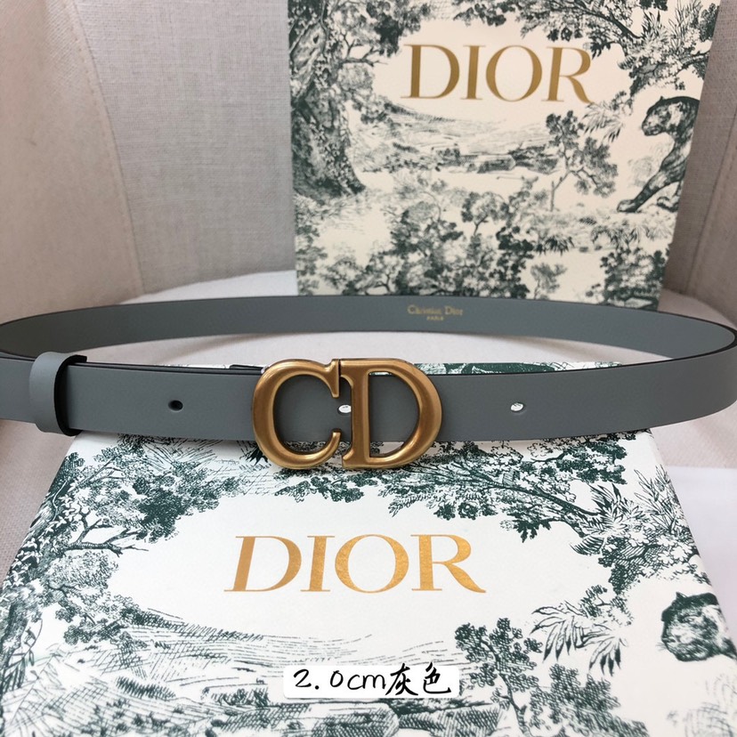 [TOP] Christian Dior Belt Cowhide 20mm - Gray - 711 Luxury