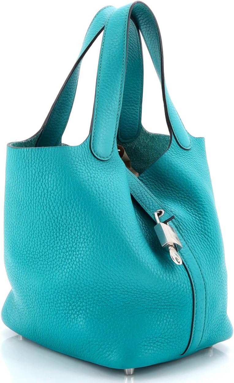 Hermès, Pre-Loved Picotin Lock Bag Clemence PM, Bleu Paon