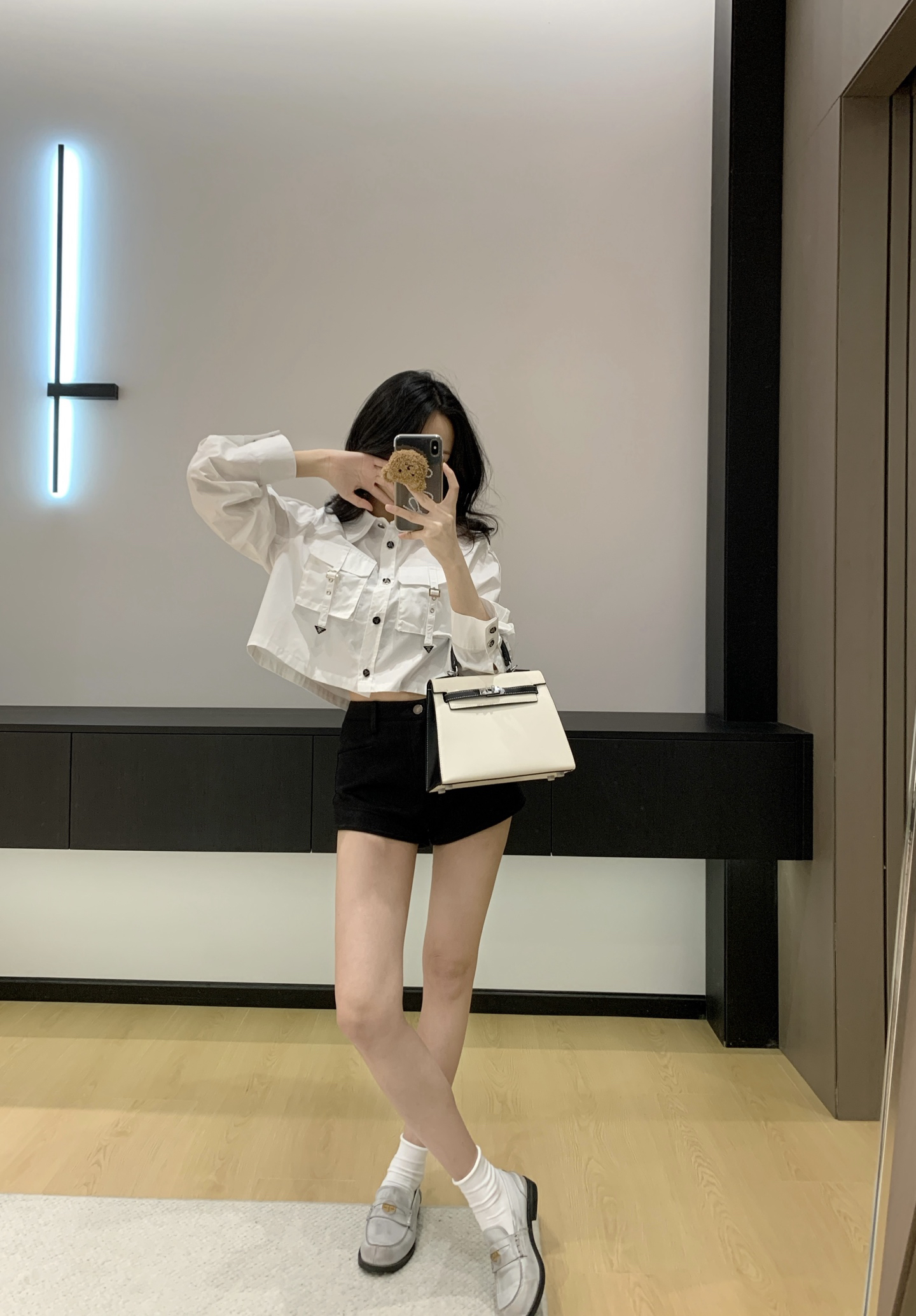 [TOP] PRADA Workwear-Style Short Shirt - White