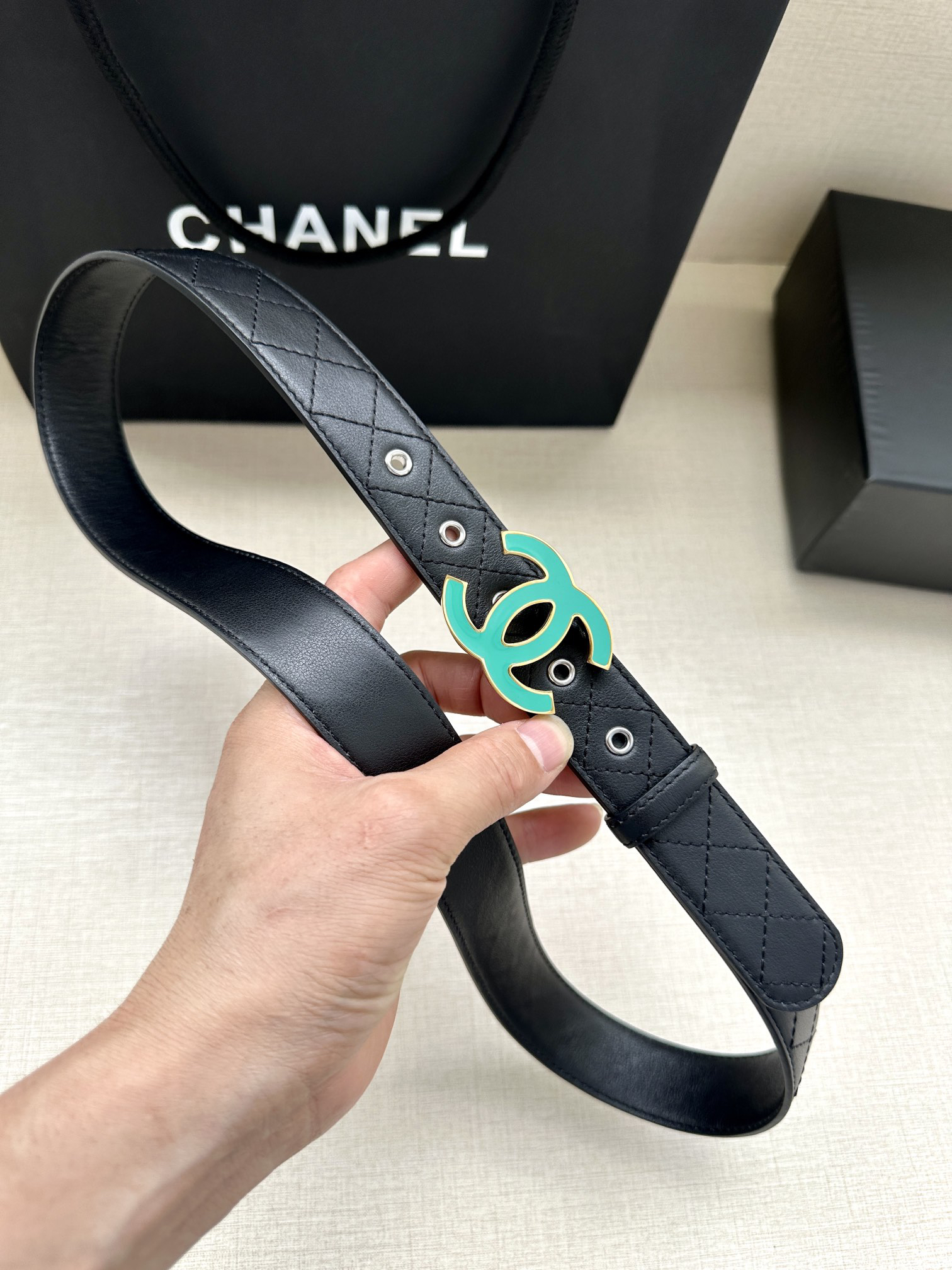 [TOP] CHANEL Cowhide Belt 3 cm - Black - 711 Luxury