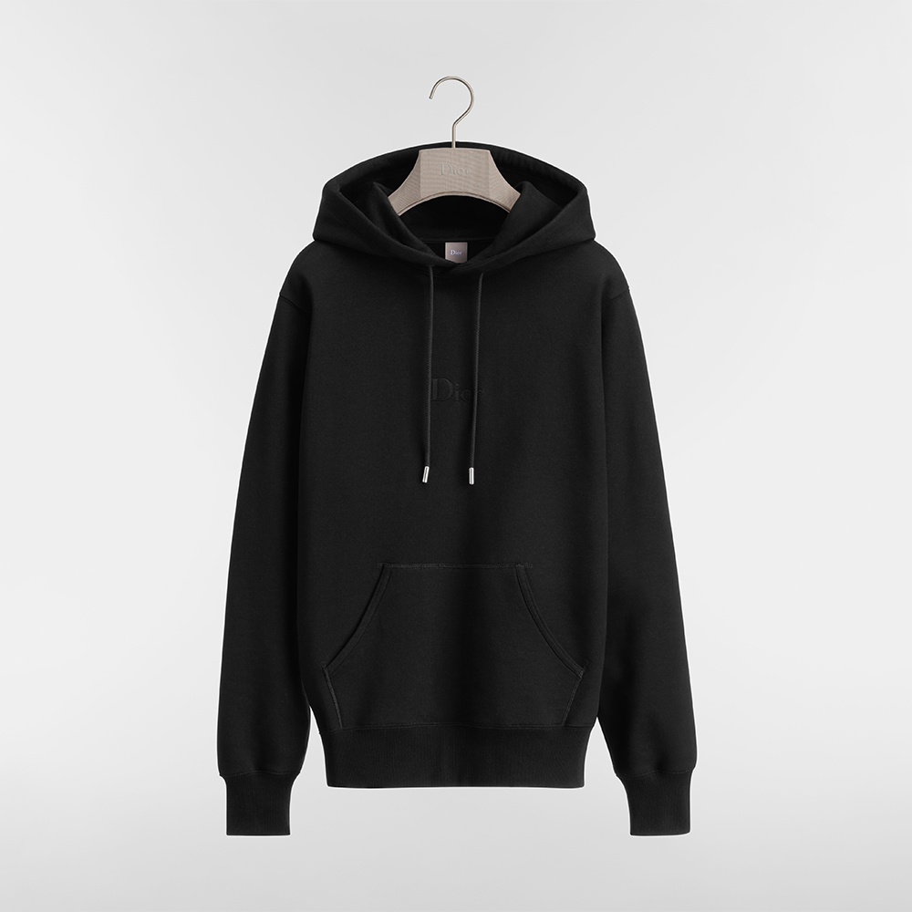 DIOR Hooded Sweatshirt with Dior Embroidery Relaxed Fit Black Cotton Fleece #387332