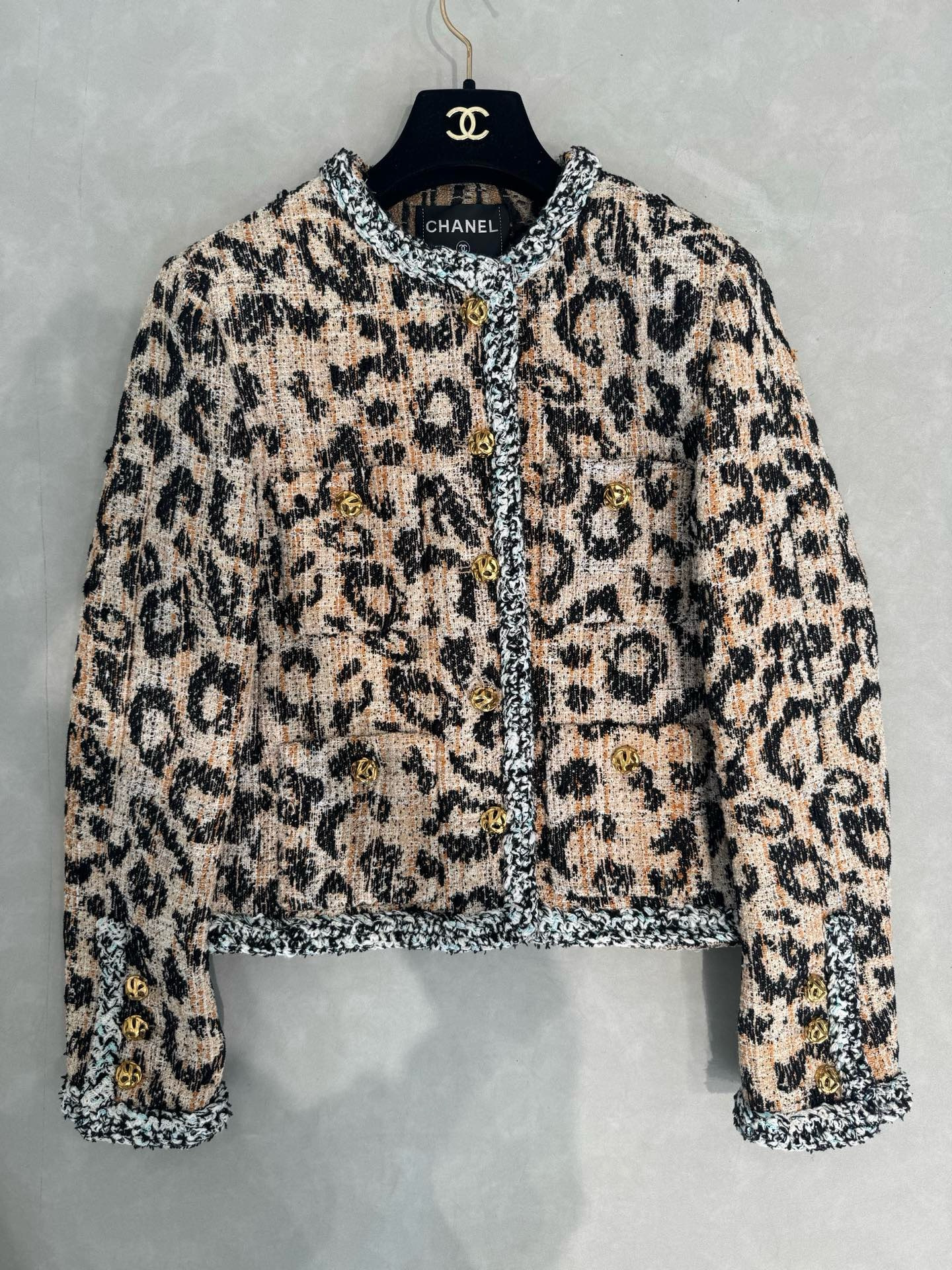 Chanel black Clothing CHANEL Jacket Tweed Mixed Fibers Brown Black White #394708 View 2 | Nigo Office