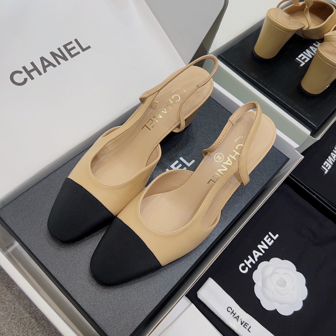 Chanel Mid Heel Hollow Sandals #388480