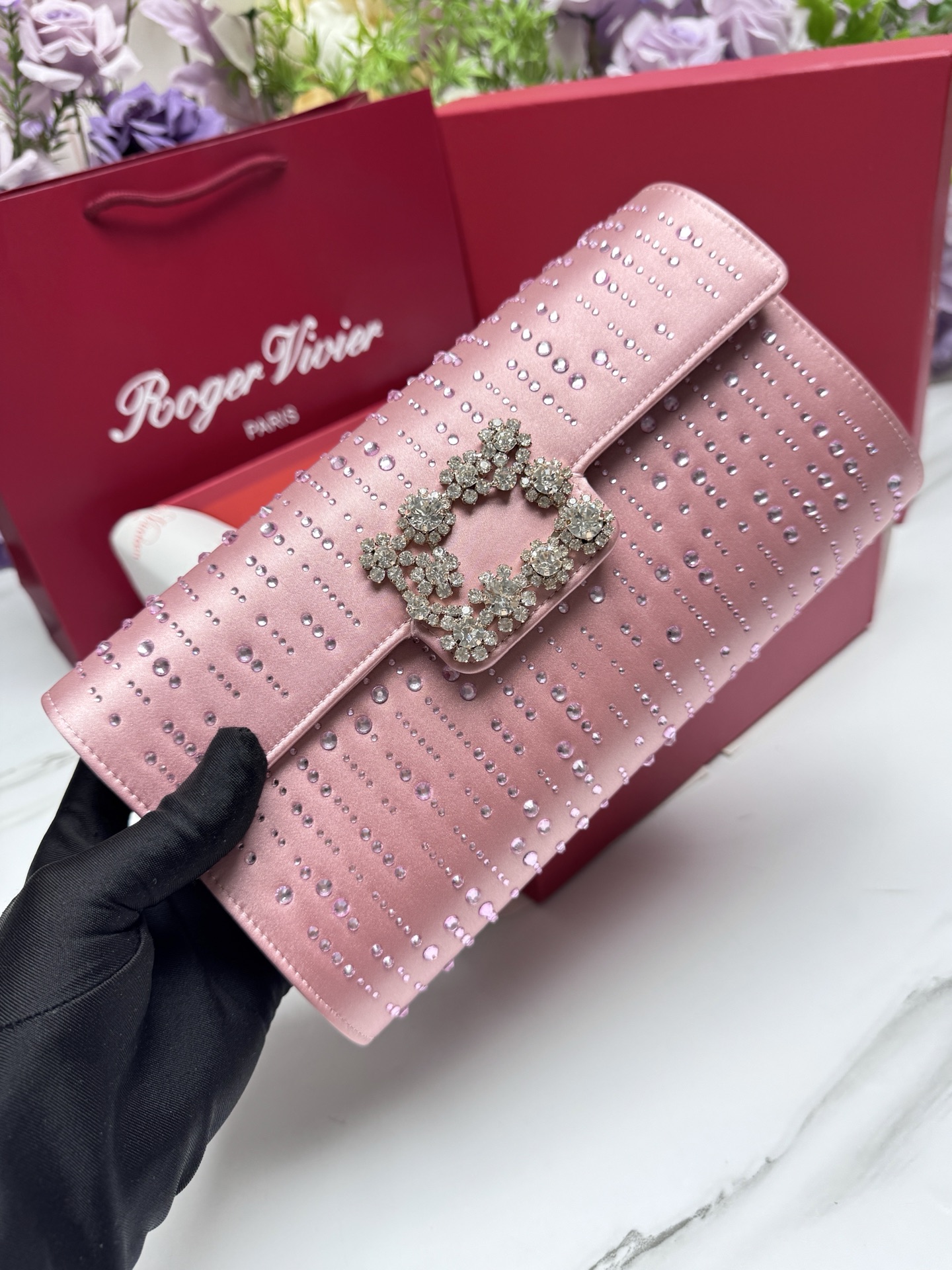 [TOP] ROGER VIVIER Diamond Bag 24-13-3 CM - Pink - 711 Luxury