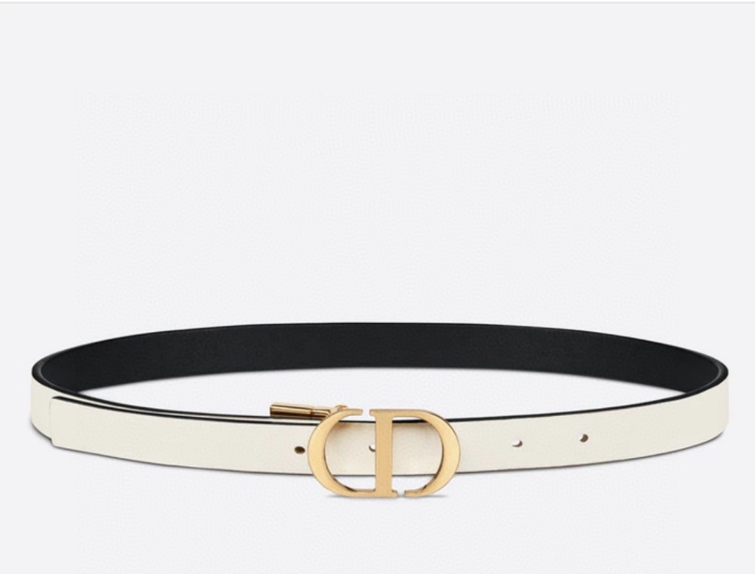 [TOP] Christian Dior Belt Cowhide 20mm - Black and White - 711 Luxury