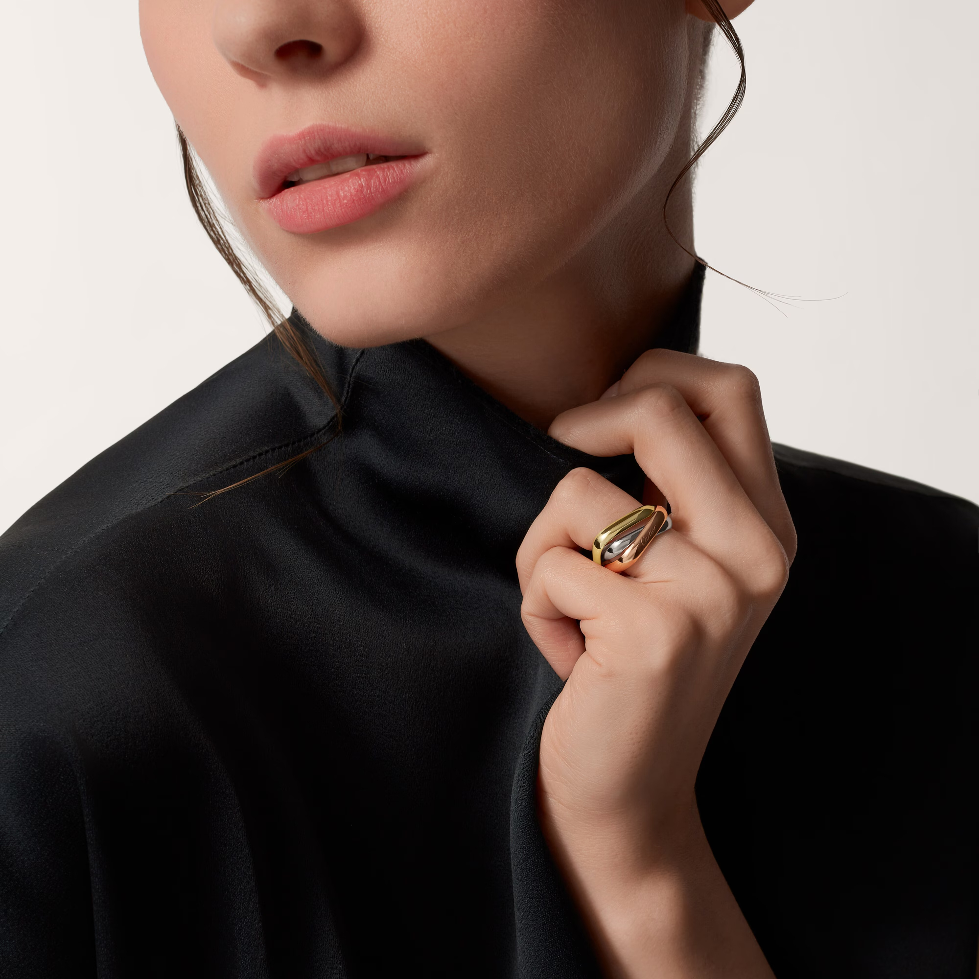 Carty Three Circles Ring, Three Tone, No Gemstones