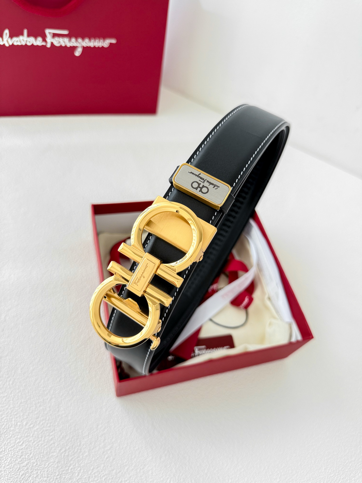 [TOP] Ferragamo Men's Belt 3.5cm - Black - 711 Luxury
