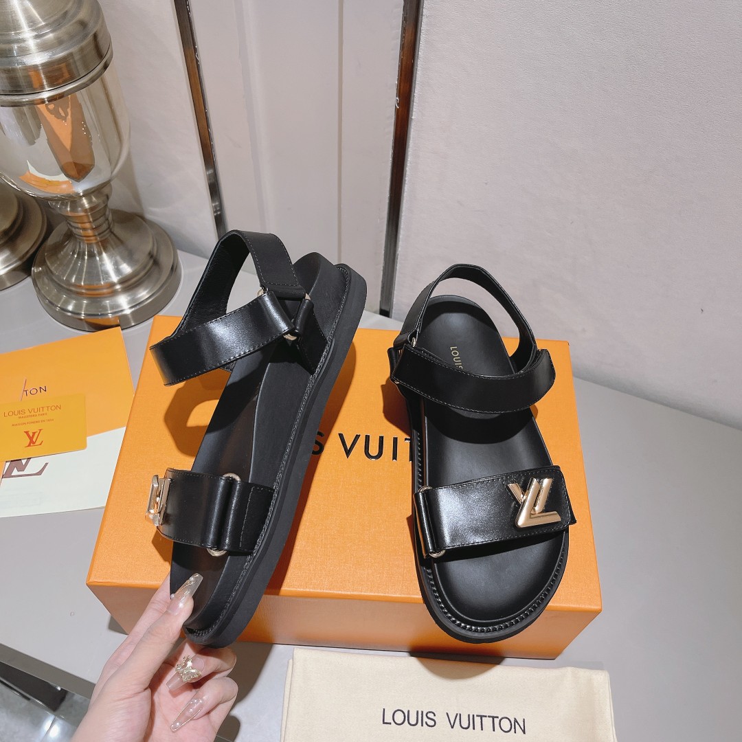 [TOP] Louis Vuitton LV Sandals - Black - 711 Luxury