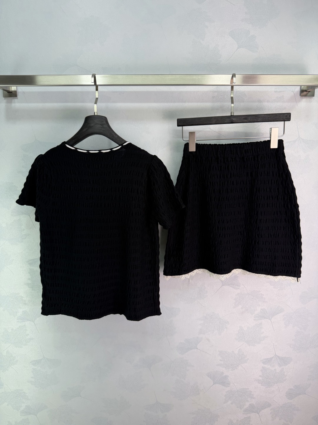 [TOP] Miu Miu T-shirt + Skirt Set - Black - 711 Luxury