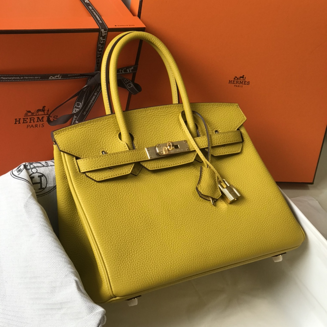 [TOP] HERMES Birkin Togo Leather 30cm - Jaune Ambre & GHW - 711 Luxury