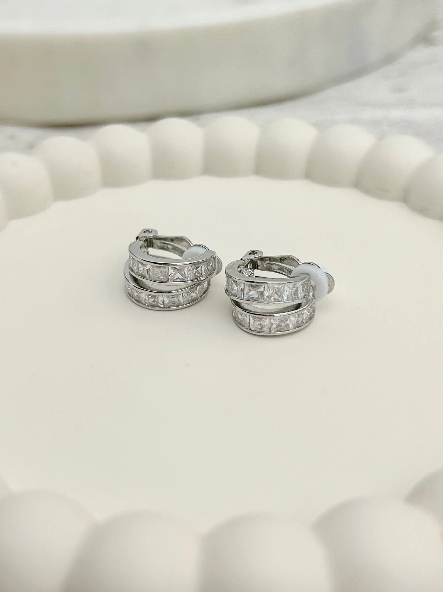 Diamonte Double Hoop Clip on's
