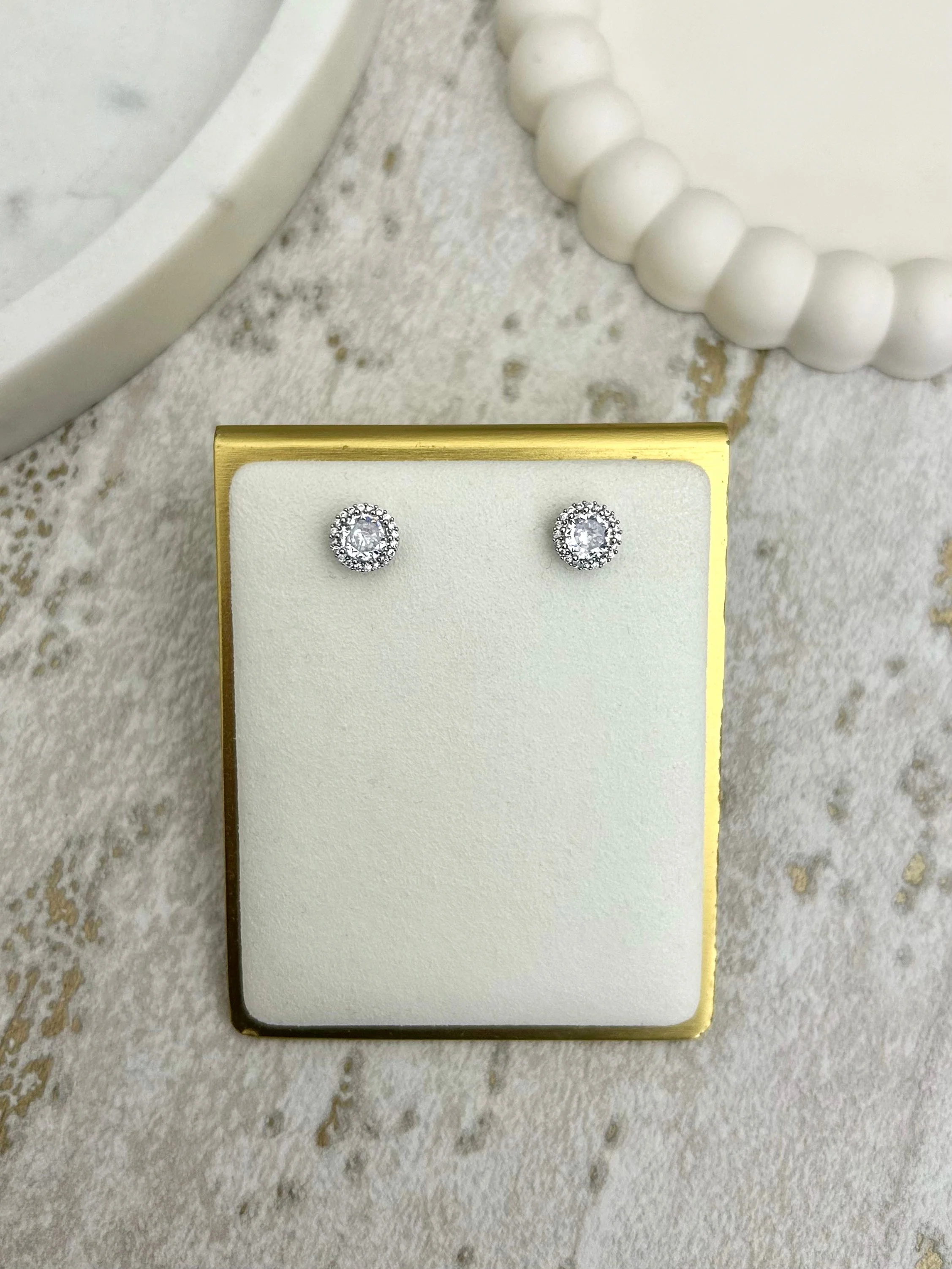 Silver Diamante Stud Earrings