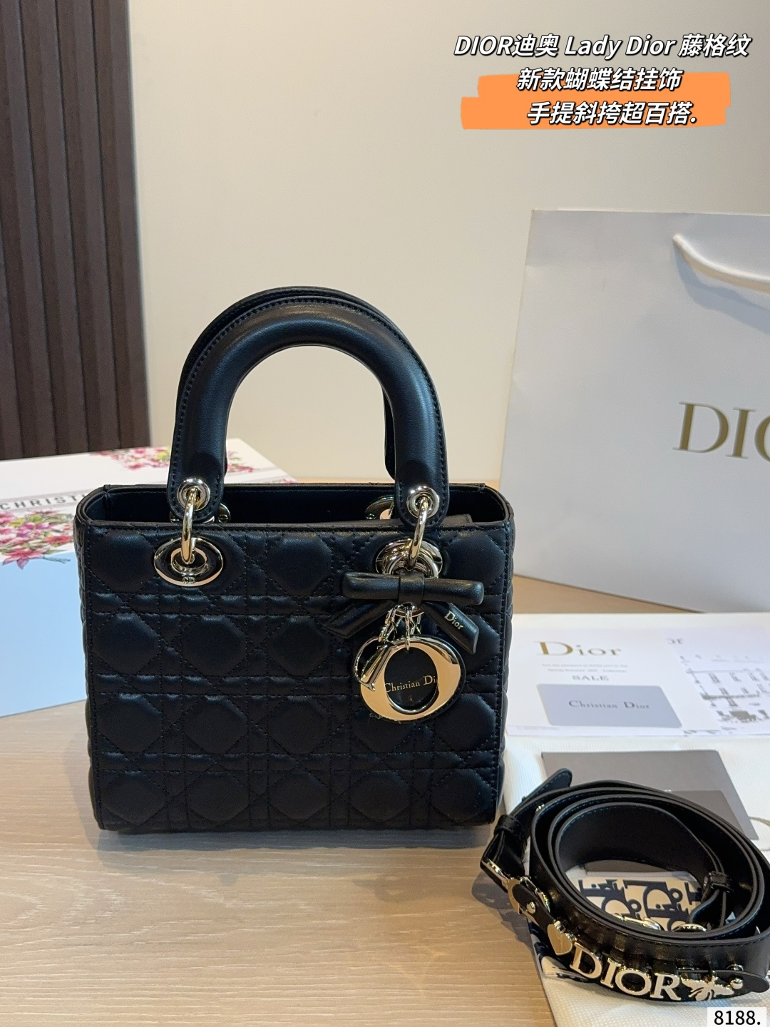 Dior Lady D-joy Quilted Leather Handbag with Detachable Strap (Replica)