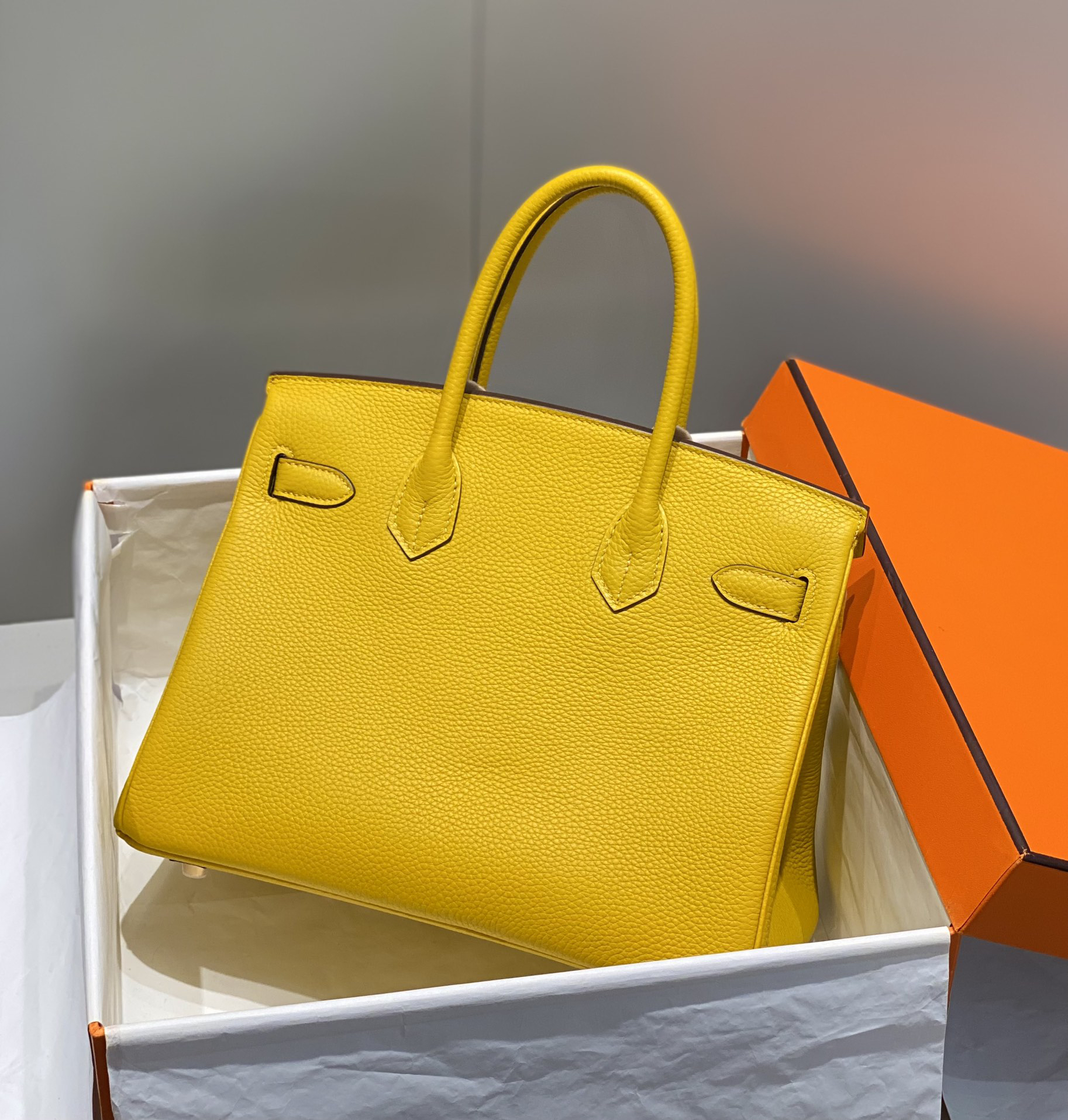 [TOP] HERMES Birkin Togo Leather 30cm - Jaune Ambre & GHW