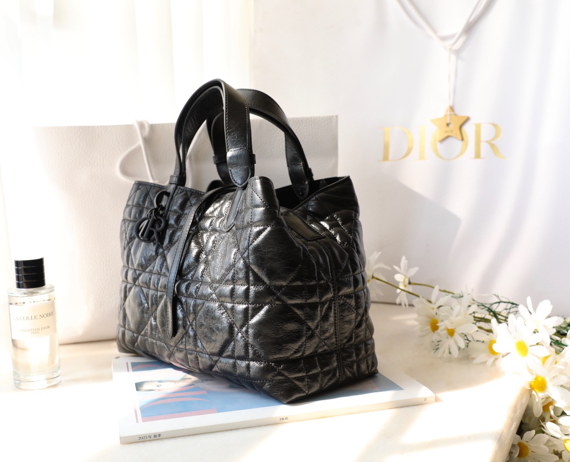 [TOP] Christian Dior Toujours Bag Calfskin Medium 28.5x21.5x19cm - Black