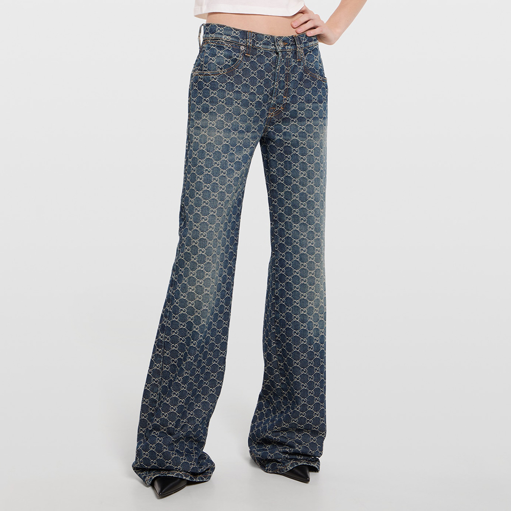 GUCCI GG Cotton Denim Jacquard Pants #383994