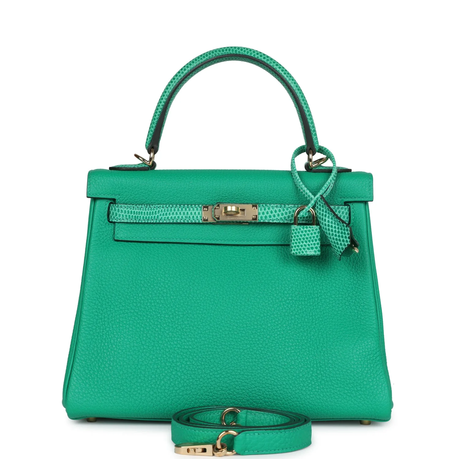Hermes Kelly Retourne  Menthe Togo and Varanus Niloticus Lizard Touch Permabrass Hardware