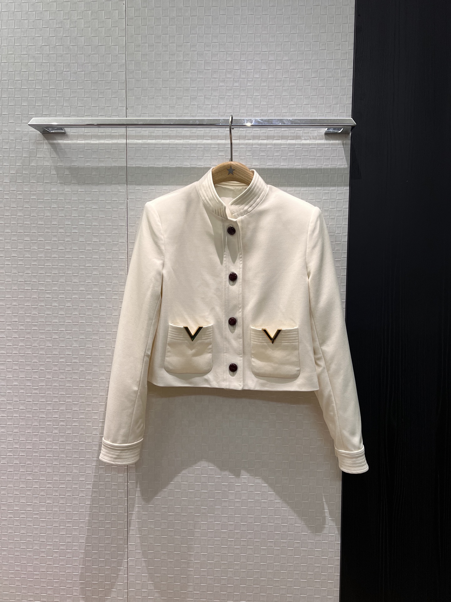 [TOP] VALENTINO Stand-up Collar Short Jacket - White