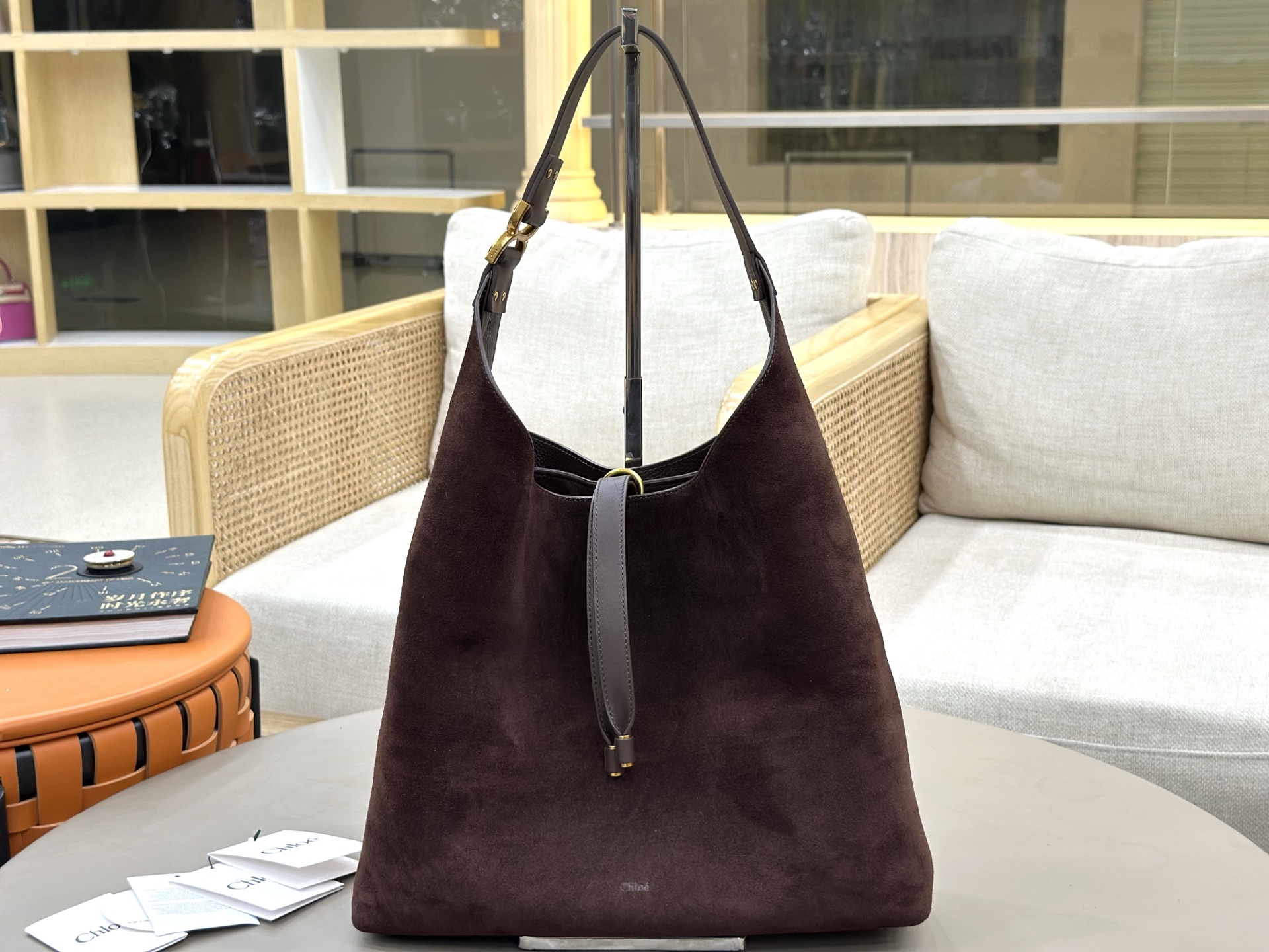 [TOP] Chloe Hobo Bag Suede Leather 36*29*10cm - Chocolate - 711 Luxury