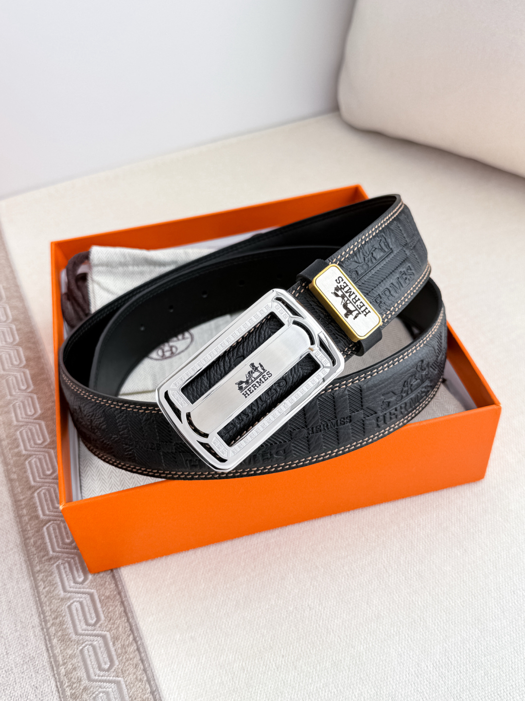 [TOP] HERMES Men's  Belt 3.8cm - Black - 711 Luxury