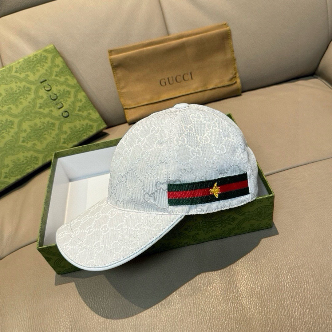 [TOP] GUCCI Baseball Cap - White - 711 Luxury
