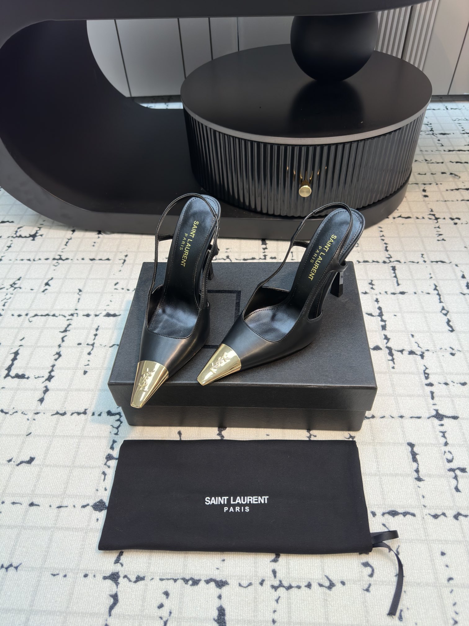 [TOP] Yves Saint Laurent YSL High Heels - Black - 711 Luxury