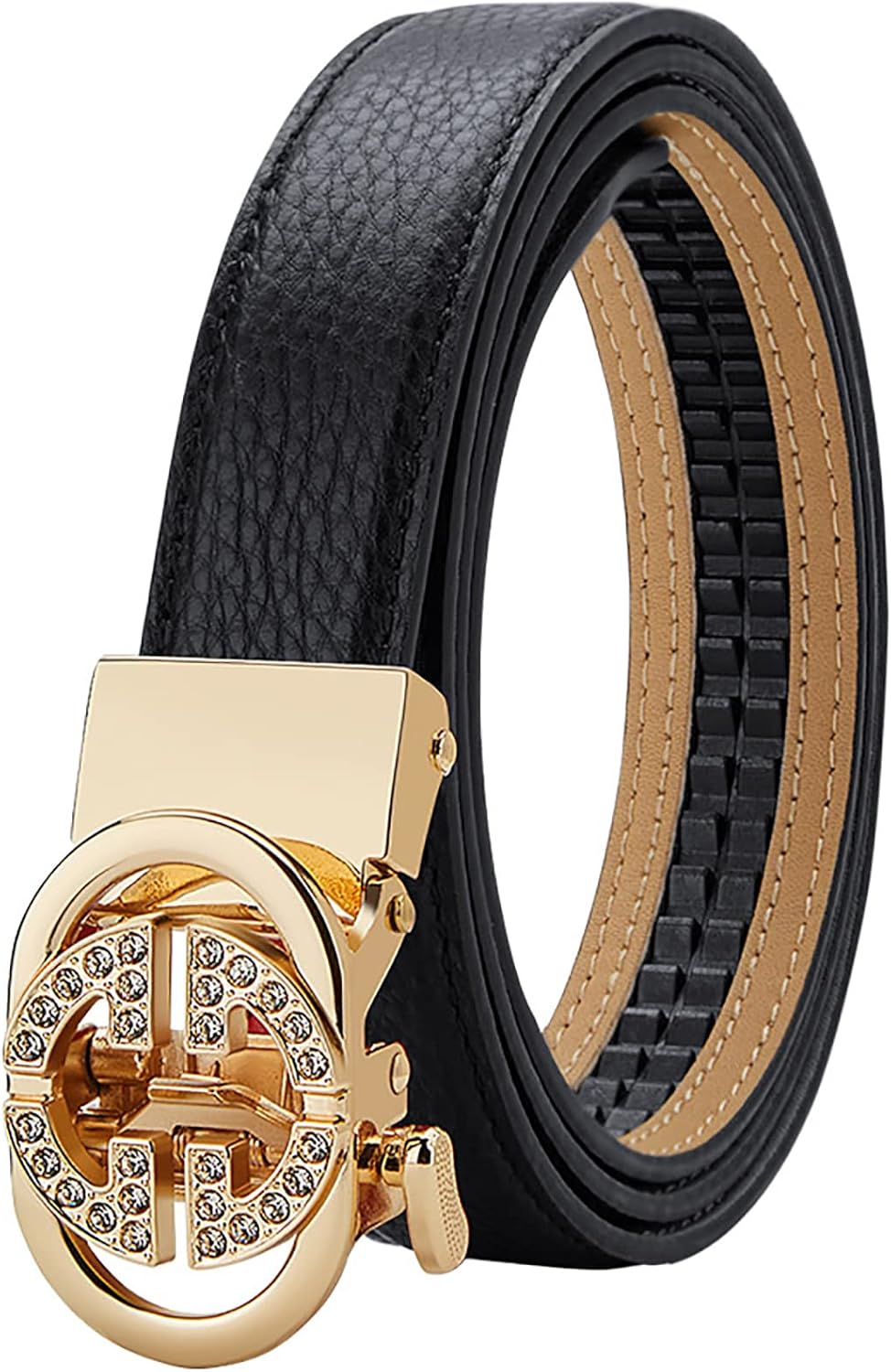 VANANNBA Belt Leather Ratchet women Buckle with Belt Box