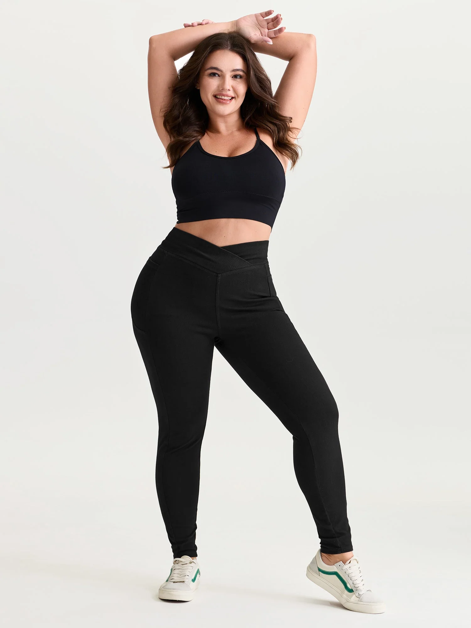 Stretchy Skinny-Fit Overlap Waist Jeans