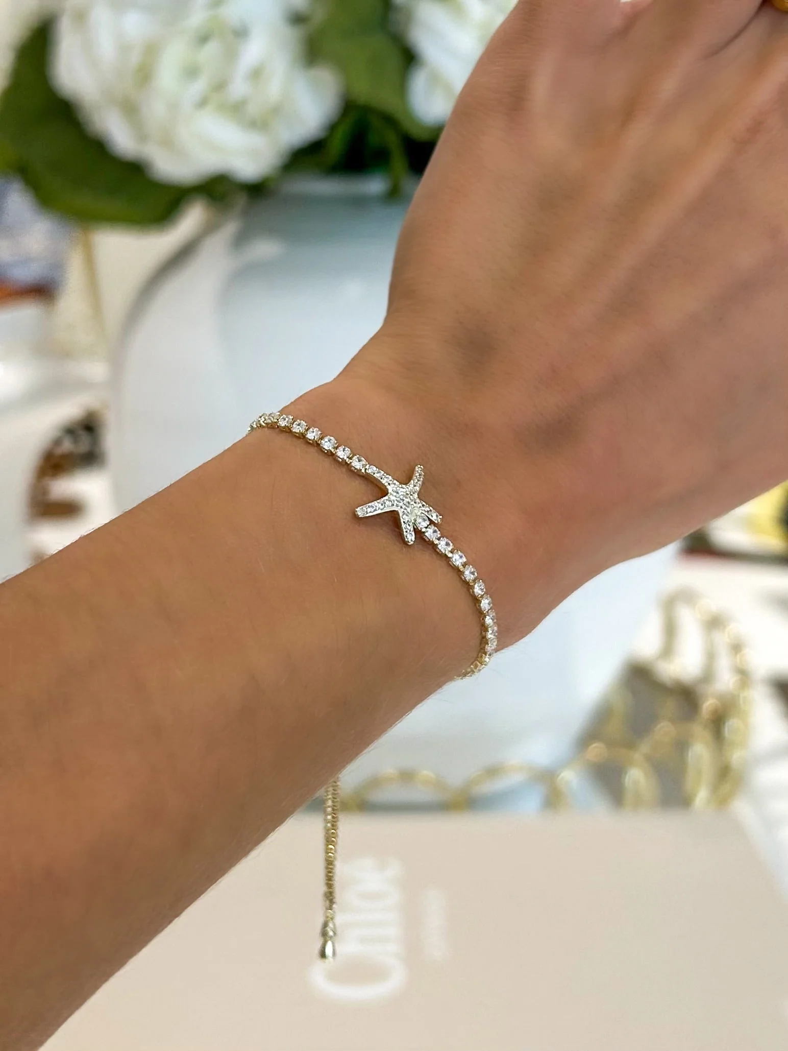 Starfish Diamante Adjustable Bracelet (2 Colours)