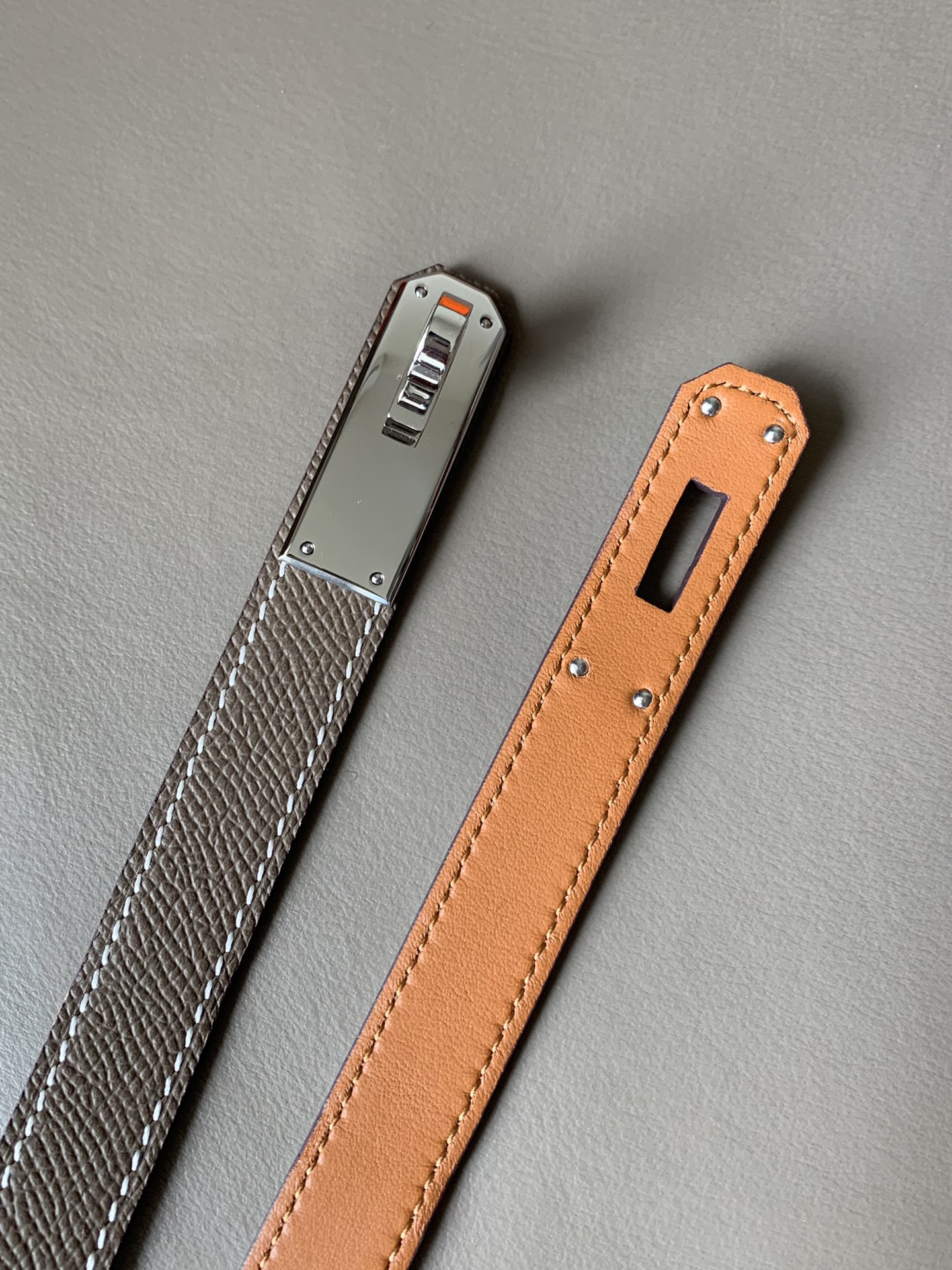 [TOP] HERMES Kelly Calfskin Belt 18mm - Gray - 711 Luxury