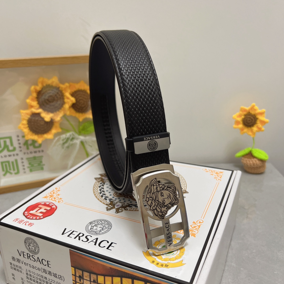 [TOP] VERSACE Men's Belt 3.5 cm - Black - 711 Luxury