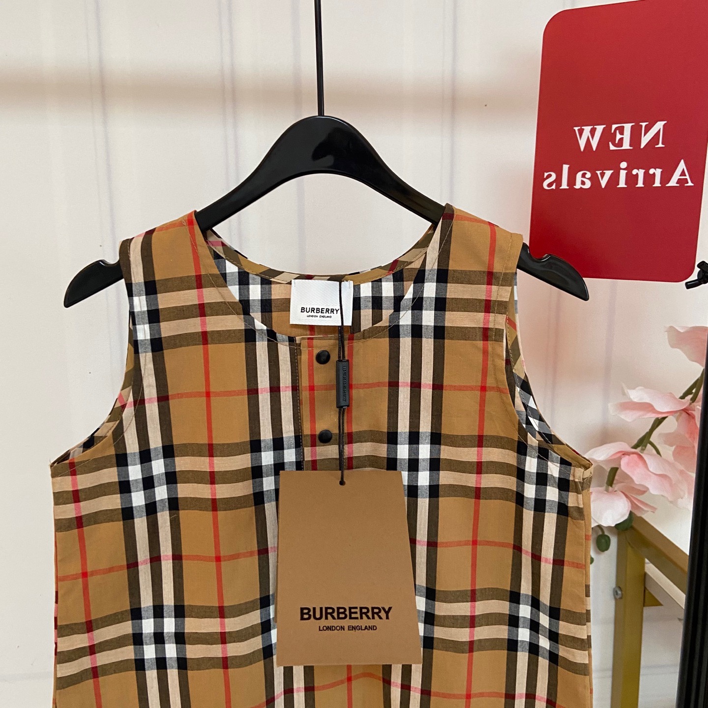 Burberry Baby Boys Vintage Check Sleeveless Romper Jumpsuit Infant Unisex Plaid One Piece Outfit Sizes 73-100cm infant baby
