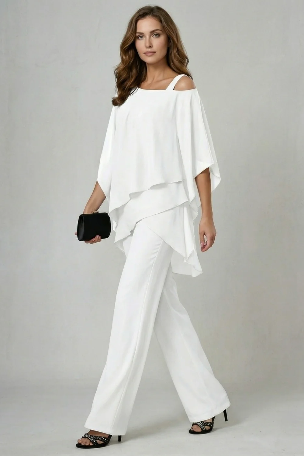 Élaria – Asymmetric chiffon flow – Top and trouser set