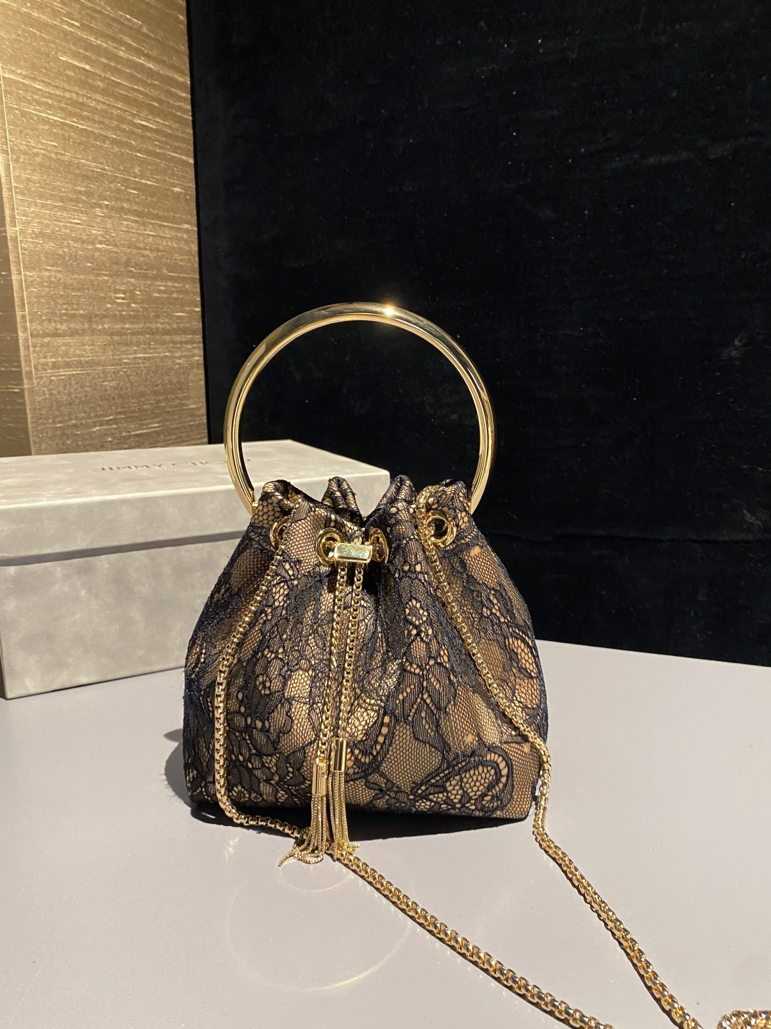 [TOP] JIMMY CHOO Bon Bon Bag 16x15x9.5cm - Gold and Black - 711 Luxury