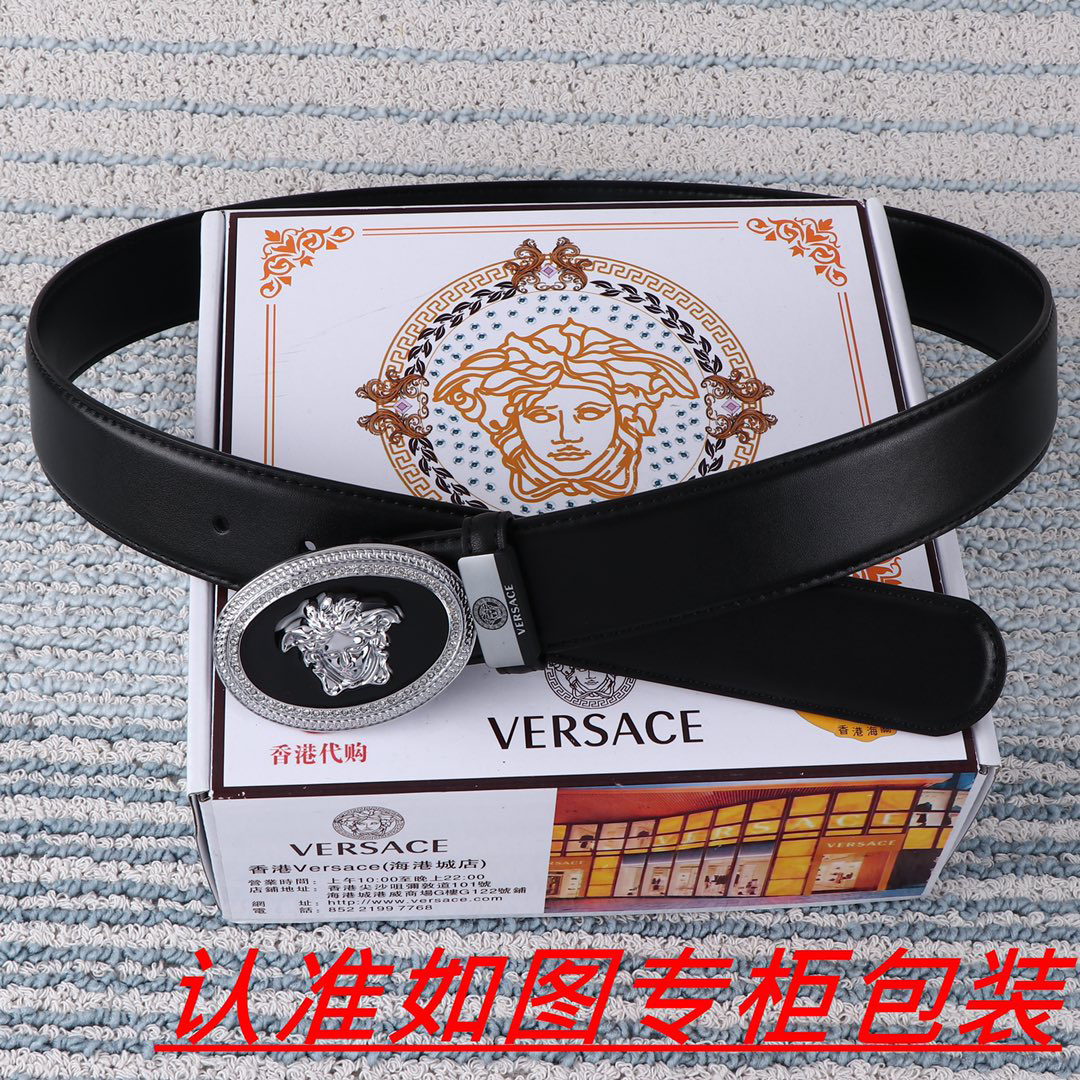 [TOP] VERSACE Men's Belt 3.8 cm - Black - 711 Luxury