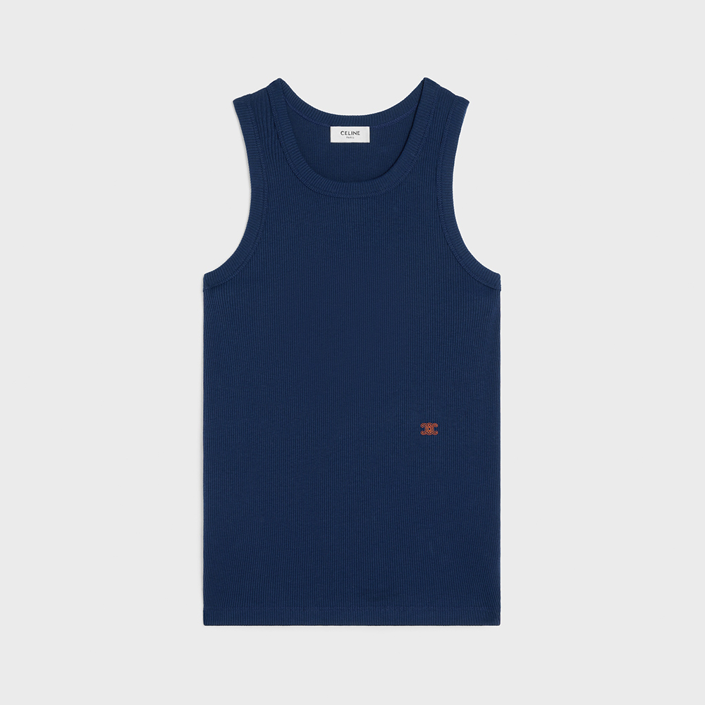 CELINE TANK TOP IN RIBBED COTTON SILK #386277